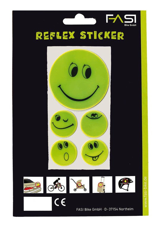 Juego de pegatinas Smiley Reflex Sticker amarillas, 1 x Ø 5cm, 4 x Ø 2,5cm