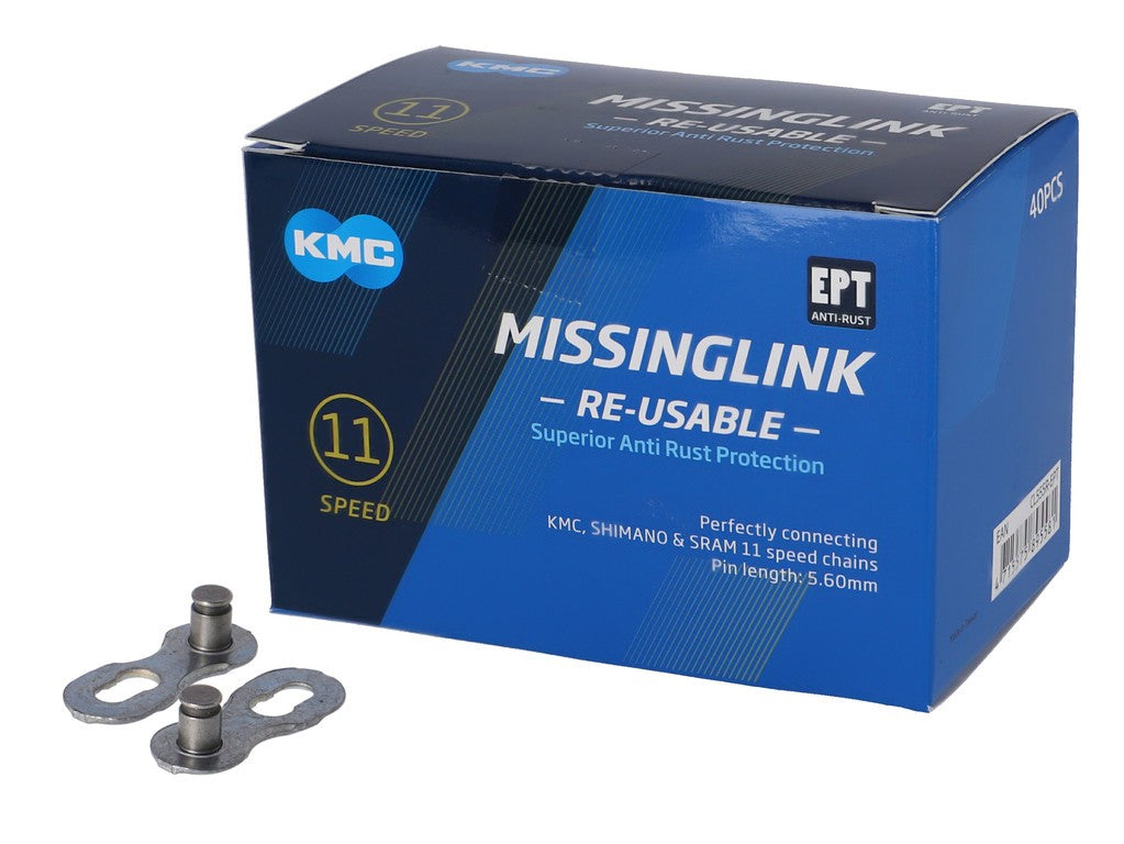 Paquete de taller Missinglink KMC 11R EPT de 40 para cadenas de 5,65 mm, 11 velocidades, color plata