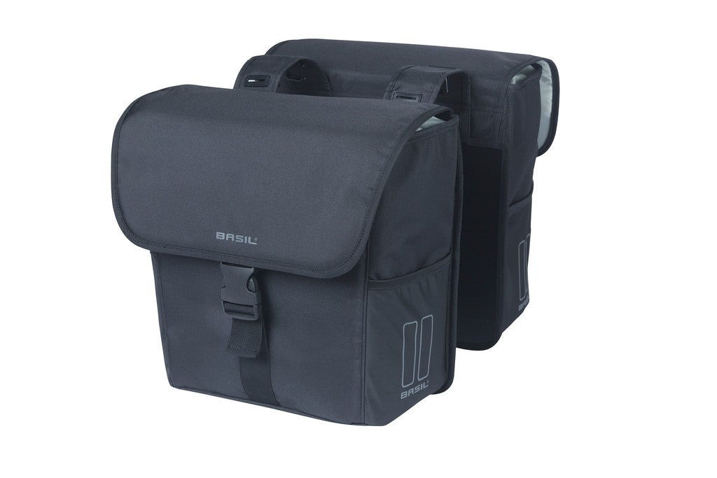 Borsa doppia Basil Go solid black, 14x27x31cm, 32l
