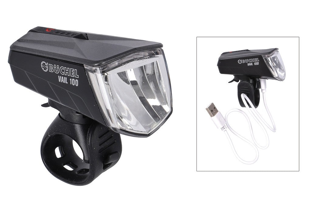 Lámpara LED Büchel Vail100 a batería 100/70/40/15 Lux, 2000 mAh, fijación manual.