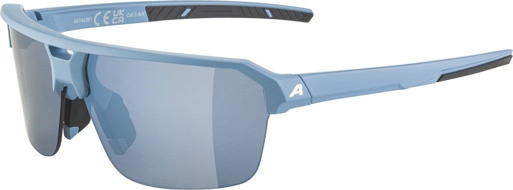 Alpina Swift HR Sportbrille, Rauchblau, verspiegelte eisblu-Gläser, Kat. 3
