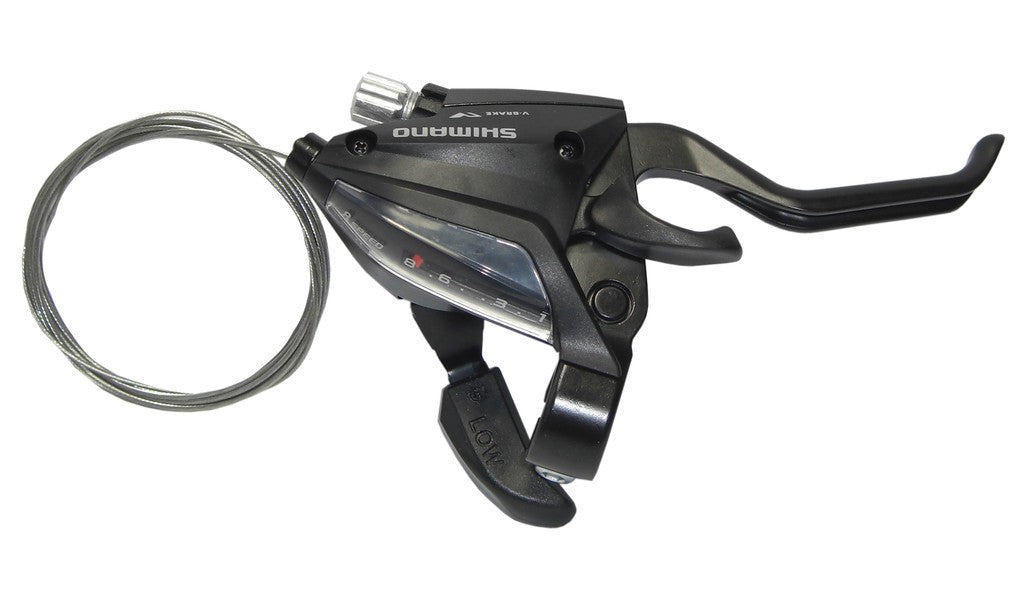 Maneta de cambio Shimano ST-EF500 de 2 dedos, 8 velocidades, para mano derecha, C+F, freno V-Brake, 2050 mm, color negro