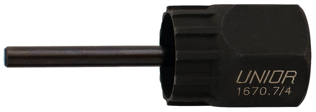 Extractor de platos Unior con guía para piñón de cassette Shimano, 1670.7/4