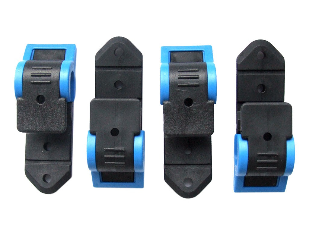 Gancho giratorio KLICKfix City, negro/azul, paquete de 4