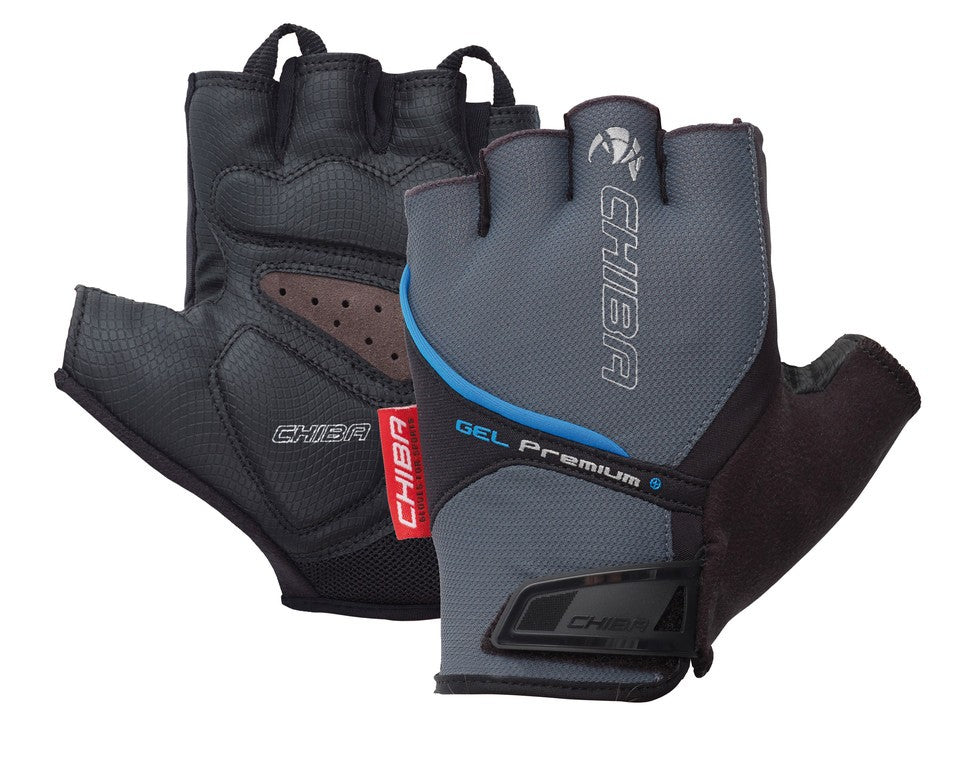 Chiba Gel Premium Kurzhandschuhe, Grau/Blau, Größe M/8