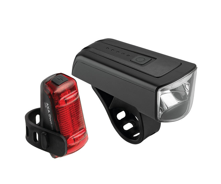 Set di luci LED a batt. AXA Dwn 100 luce ant. Dwn 100 e luce post. Dwn, USB