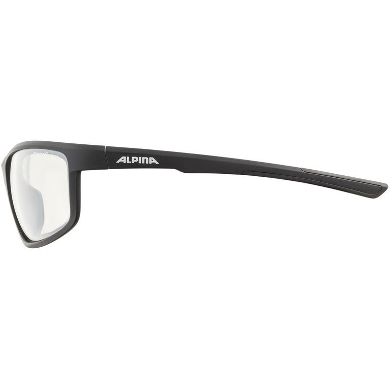 Alpina Defey Sonnenbrille, schwarz, klare Gläser, verspiegelt, Kat. 3