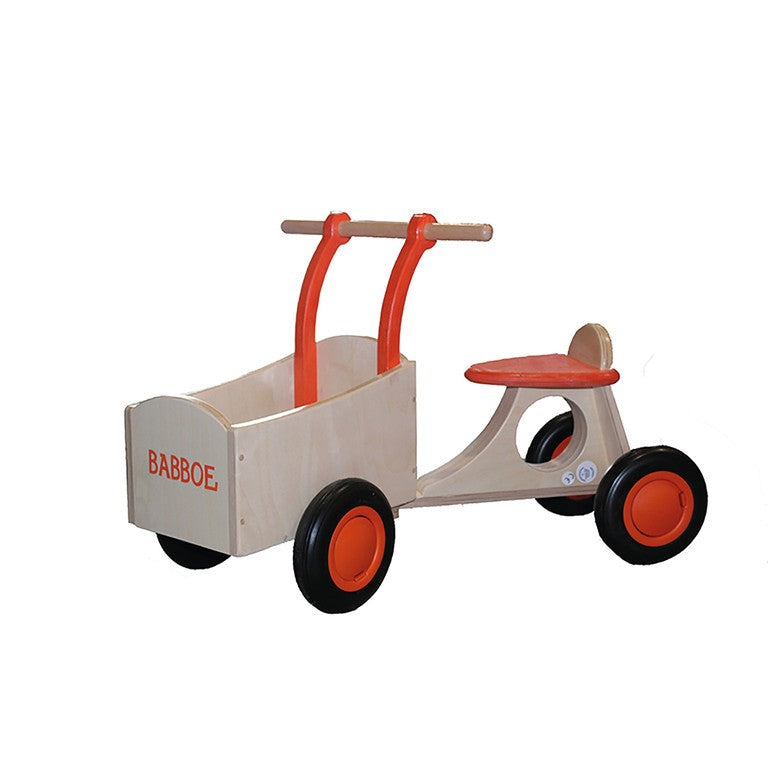 Bici cargo per l'apprendimento Babboe arancione, legno