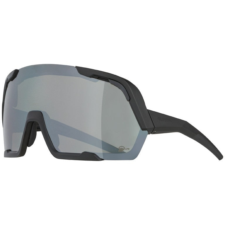 Alpina Rocket Bold Q-Lite Sonnenbrille, schwarzes Finish, silberne Gläser, verspiegelt, Kat. 3