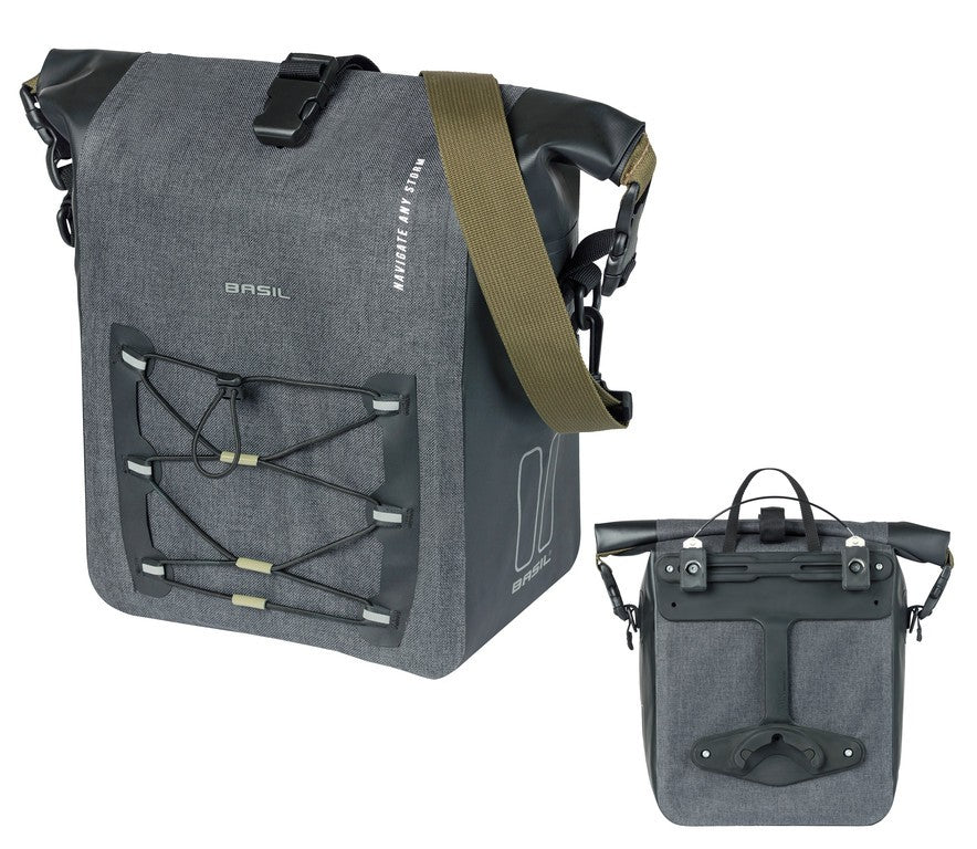 Bolsa Basil Navigator Storm MIK Side M negra, 34 x 28 x 19 cm, 12-15 l, MIK