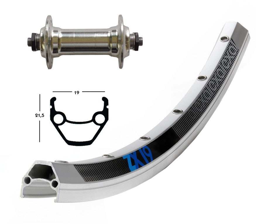 Vorderrad 28x1,75 NFL-QR. 36f Exal ZX 19 silberne Edelstahlspeichen