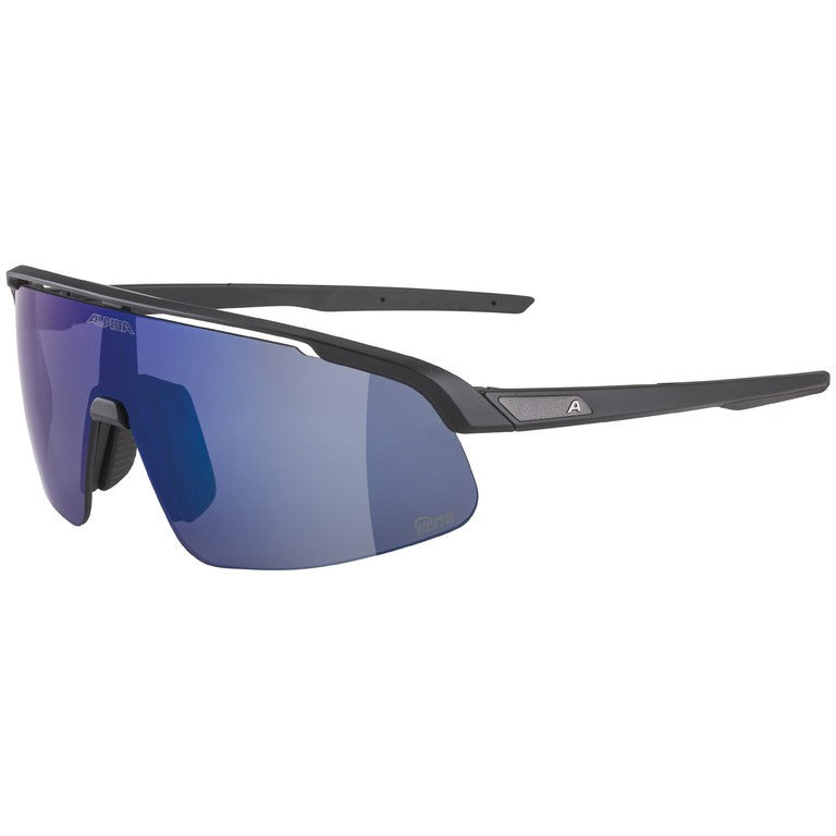 Alpina TurboProS Q-Lite Sportbrille, schwarz, verspiegelte blaue Gläser, Kat. 3, Road
