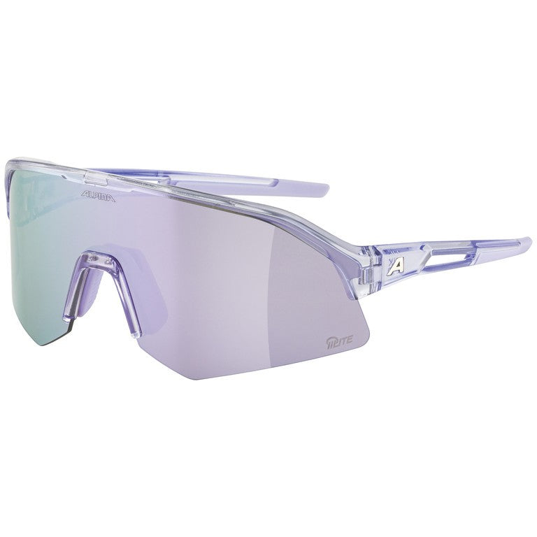 Alpina Sonic HR Q-Lite Sportbrille, lila transparentes Glas, verspiegelte rosa Gläser, Kategorie 3