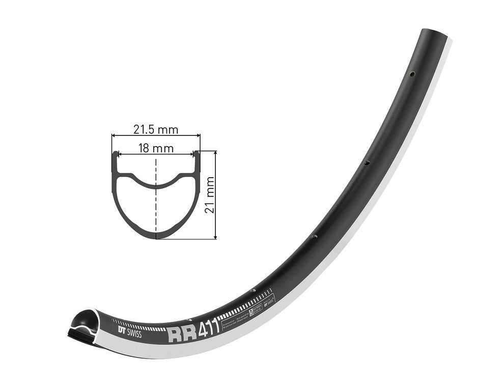 DT Swiss RR 411 28" Felge, Schwarz, 24 Loch, 622-18, LV 6,5 mm