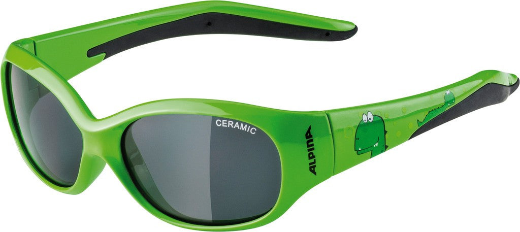Alpina Flexxy Kinder-Sonnenbrille, grün/dino, schwarze Gläser, Kat. 3