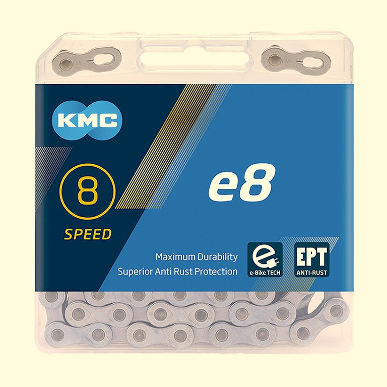 KMC e8 EPT E-Bike-Kette 1/2" x 3/32", 122 Glieder, 7,3 mm, 8 V.