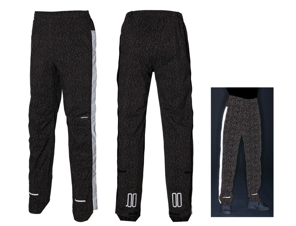 Pantaloni antipioggia Basil Skane HiVis jet black, t. XXLong, uomo