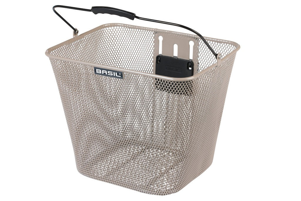 Cesta delantera Basil Bilbao, color nude metalizado, malla, acero, KF