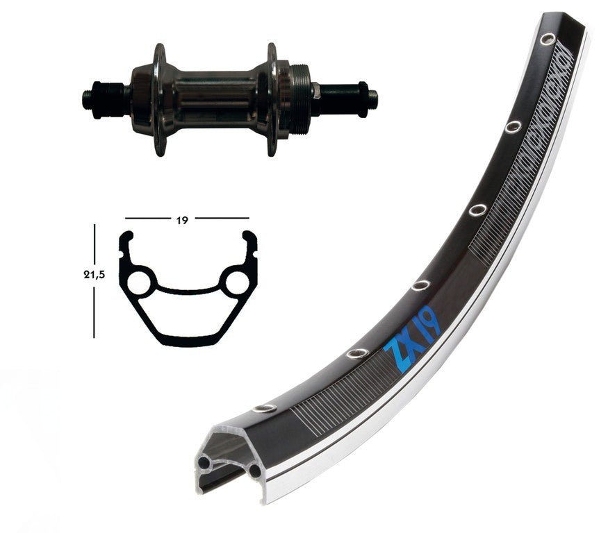 Hinterrad 28x1,75 Starr QR.schwarz 36f Exal ZX 19 schwarz/silber schwarze Edelstahlspeichen