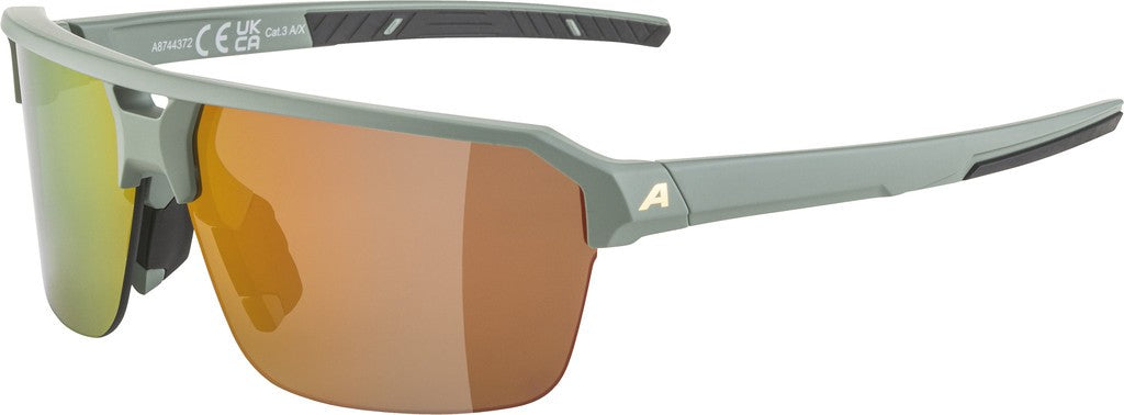 Alpina Swift HR grüne Sportbrille, goldverspiegelte Gläser, Kategorie 3