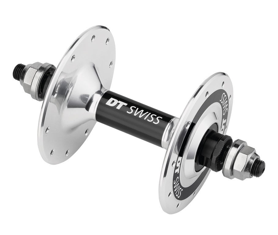 Mozzo RA DT Swiss 370 Track non disc 100/9mm Thru bolt, 20 fori, arg pol.
