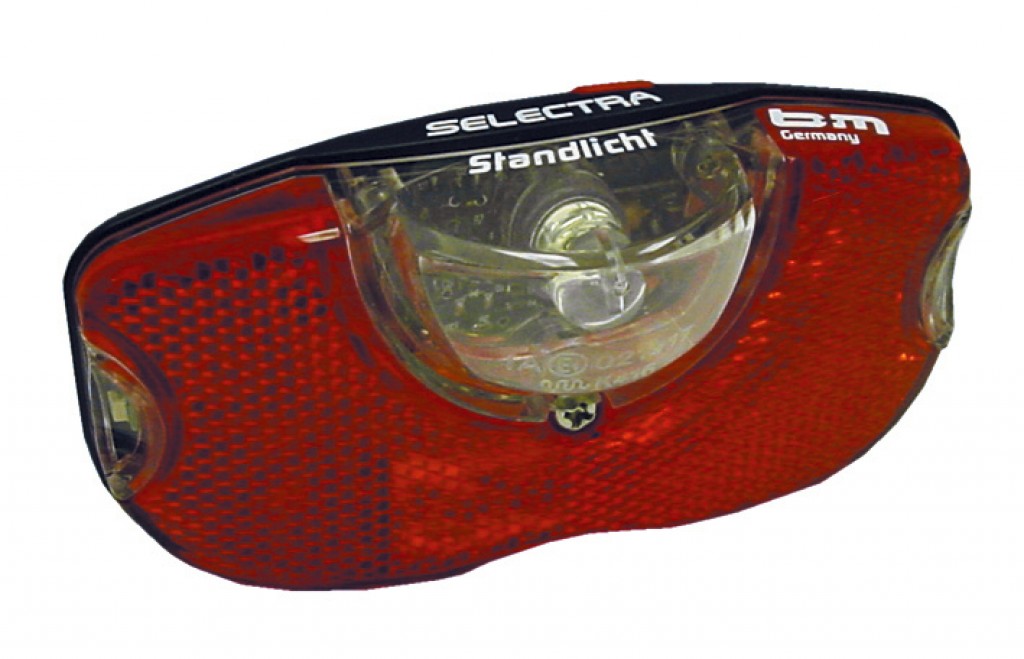 Dynamisches LED-Rücklicht B&amp;M Selectra, 3 LEDs, Gepäckträgermontage