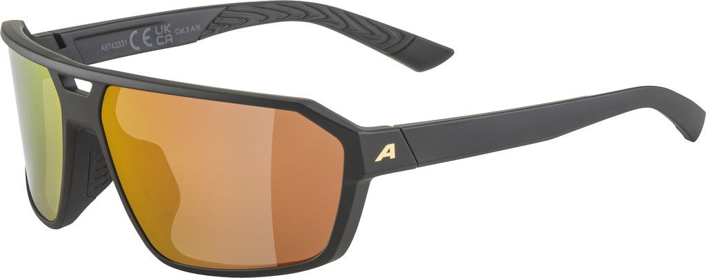 Alpina Swift Sportbrille, schwarz, goldverspiegelte Gläser, Kat. 3