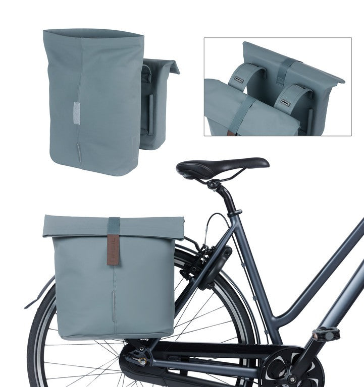 Borsa doppia Basil City graphite blue, 12x29x30 cm, 28-32l