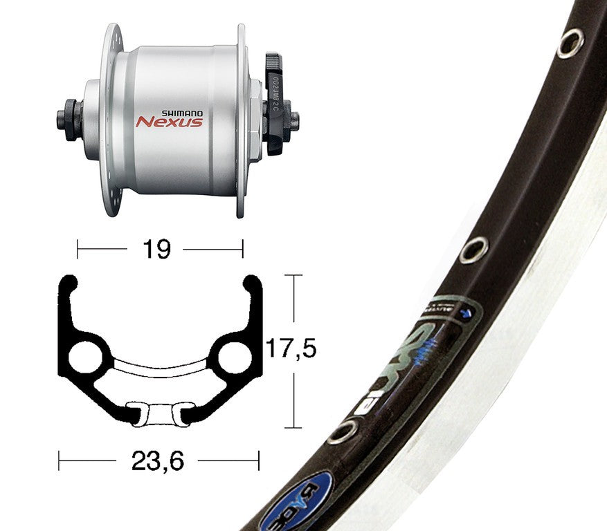 RA 28x1,75din.d.hub DH3N30 silber.QR 36b. Rigida Zac 19 ne/arg. Niro Radius