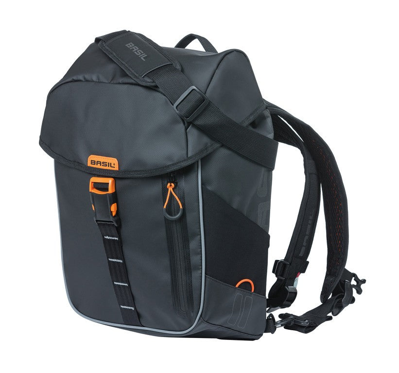 Zaino da bici Basil Miles Tarpaulin nero/aranc., 31x17x44cm, 17l