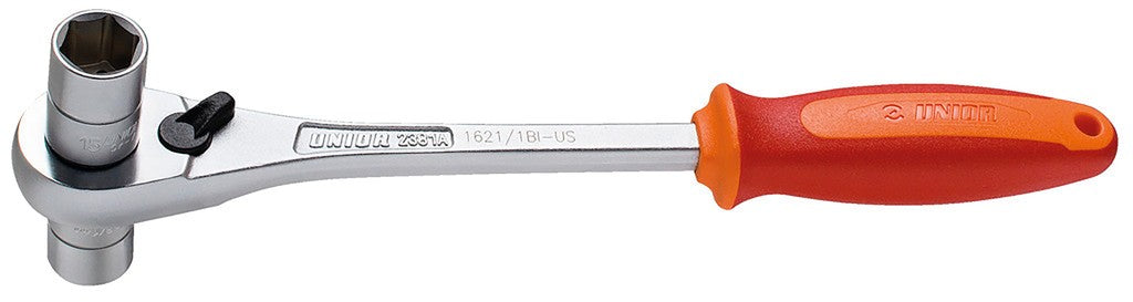 Chiave a cricchetto p. pediv. 3/8" Unior rosso, 14/15mm, 1621/1BI