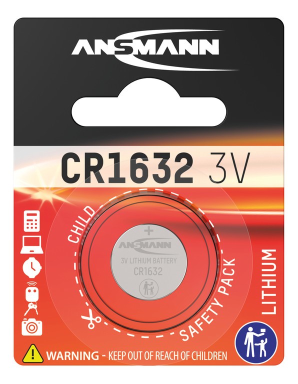 Pila de botón de litio Ansmann CR1632, 3 V, 120 mAh