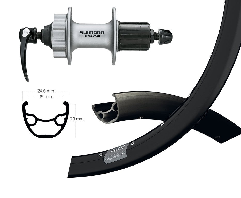 Ruot.post. 29"Deore 6fori arg.sg.rap.32f Ryde Rival 19 Disc raggi neri acc.inox