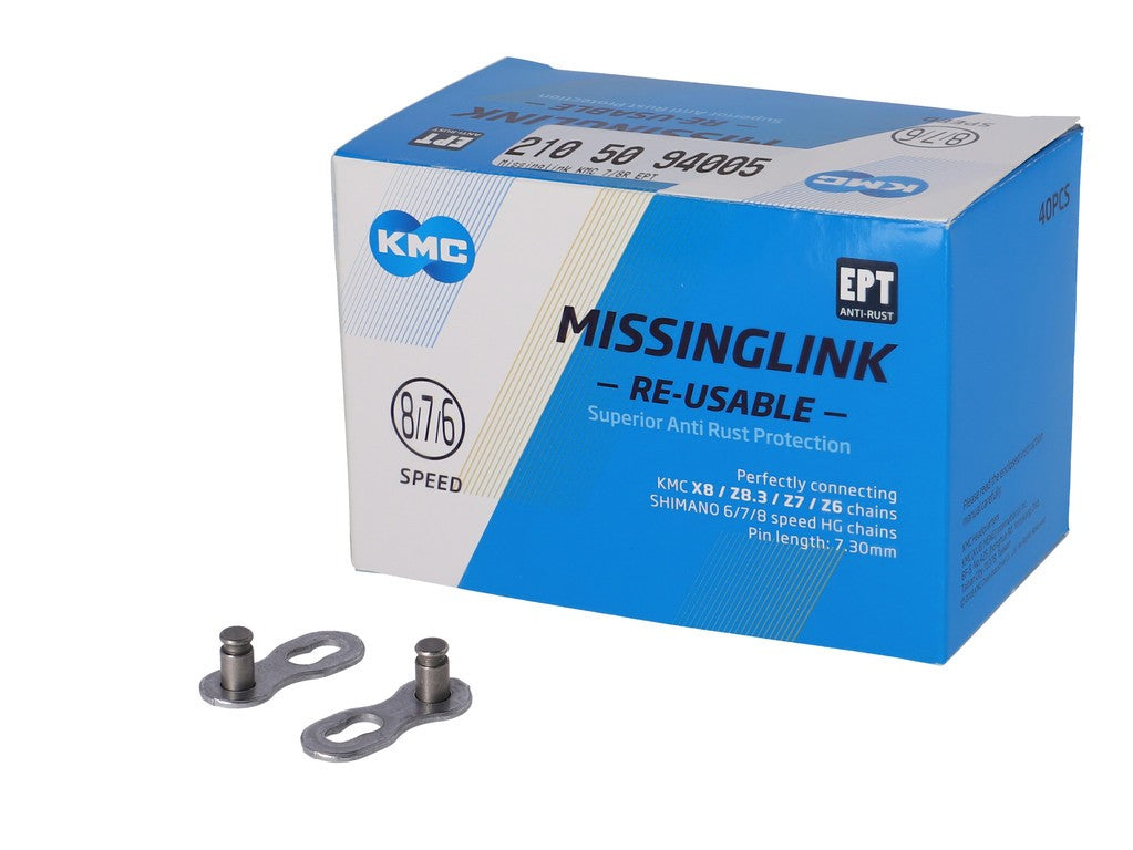 Missinglink KMC 7/8R EPT Werkstattpackung mit 40 Stück, für 7,3-mm-Ketten, silber