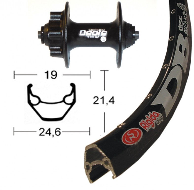 28" Deore Disc Vorderrad, schwarz, 36 Löcher, ZAC 2000 Disc, schwarze Niro-Speichen