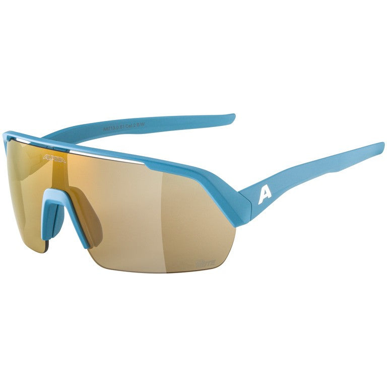 Alpina Turbo HR Q-Lite Brille, Rauchblau, verspiegelte Goldgläser, Kat. 2