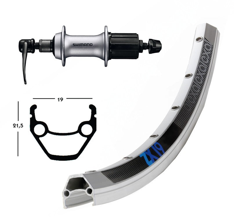 R.P. 28x1.75AceraT3000 Kass.8-v.sg.r.36L Exal ZX 19 argento.raggi acciaio inox