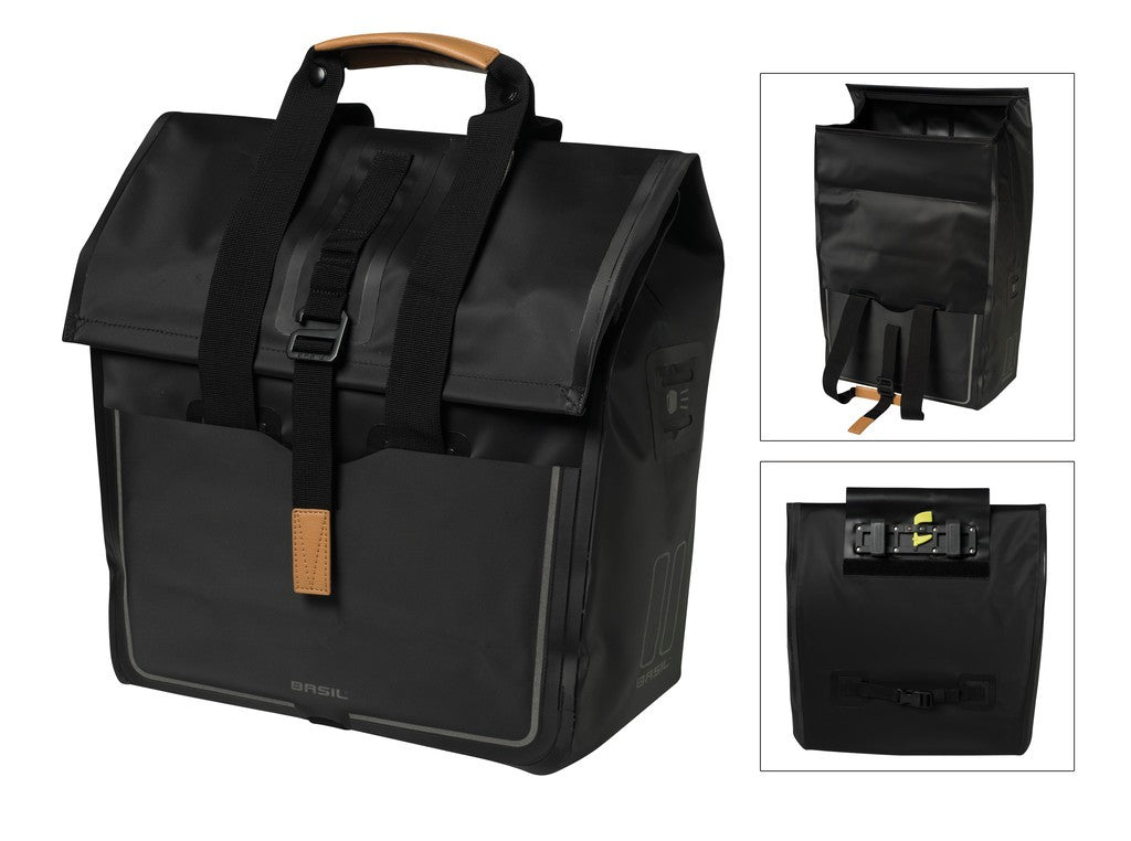Bolsa de compra Basil Urban Dry azul mate, 33,5x16x48cm, 25l, impermeable.