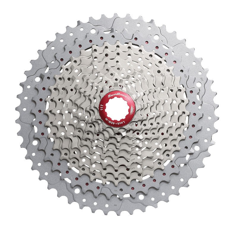 Cassette SunRace CSMX8 de 11 velocidades, 11-46 dientes, con Shimano, color plateado