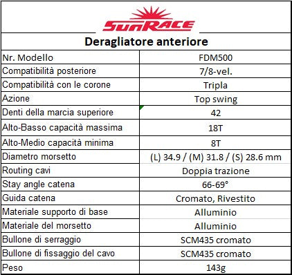 SUNRACE M5 8v deragliatore
