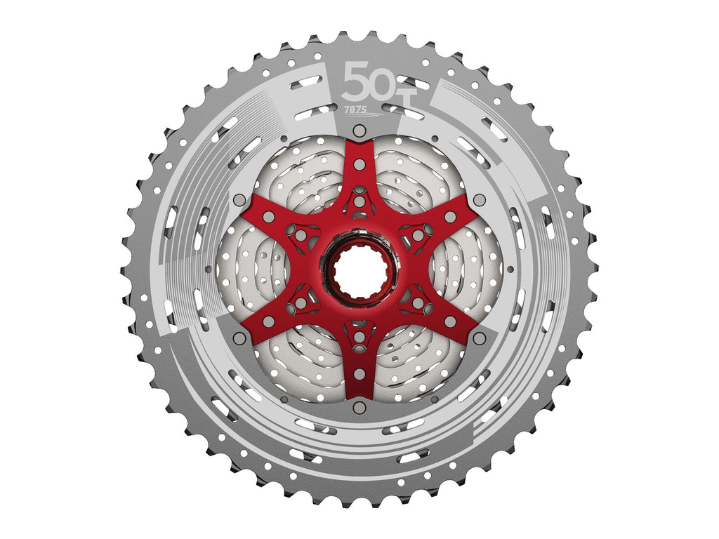 SunRace CSMZ90 12-fach 11-50T Kassette, komplett mit Shim/SRAM, silber