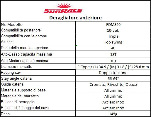 SUNRACE MS 10v deragliatore