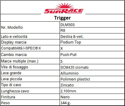SUNRACE M5 8v leva cambio destra