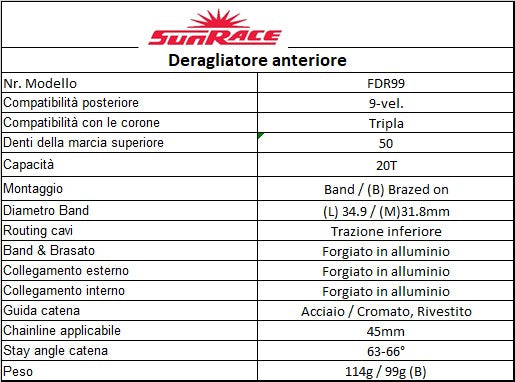 SUNRACE R9 9v deragliatore
