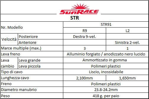 SUNRACE R9 leva cambio + freno 2x9v