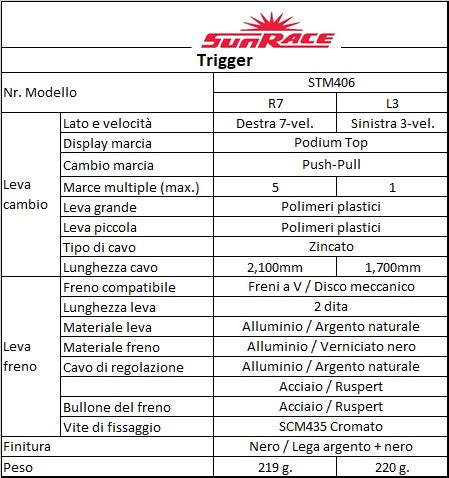 SUNRACE M4 Leve cambio + freno 3x7v