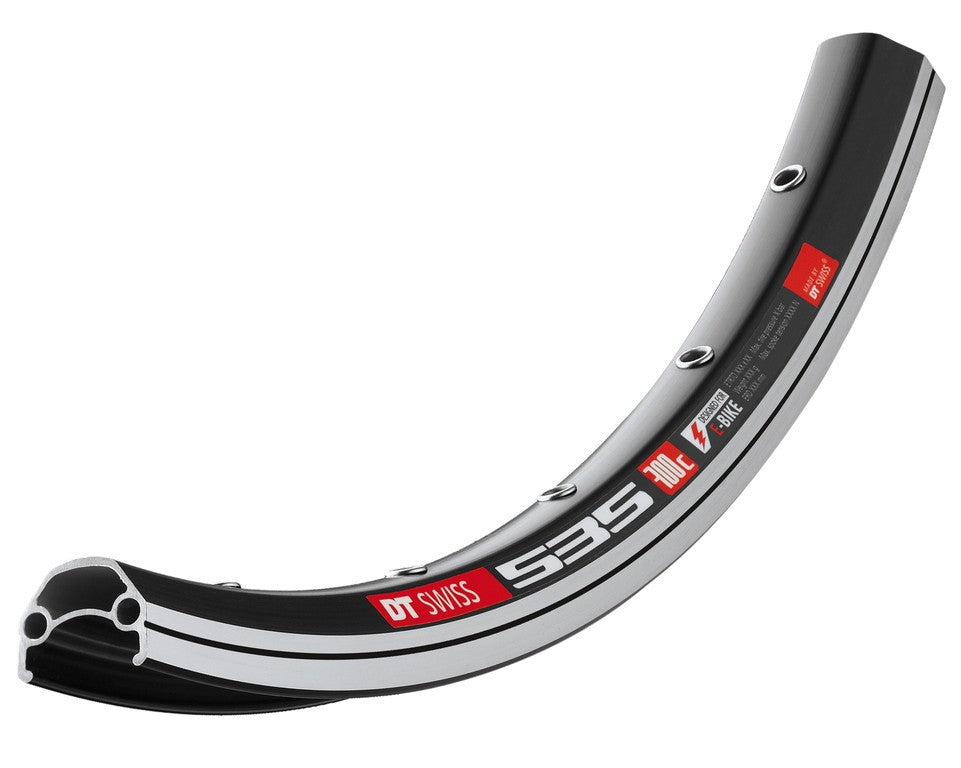 Cerchio DT Swiss 535 28", nero, 36 fori, 622-19, LV 6,5mm
