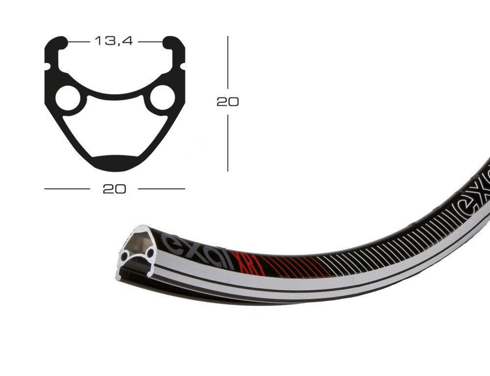 Exal XR 1 28"-Felge, schwarz, 32 Loch, 622-13, LV 6,5 mm