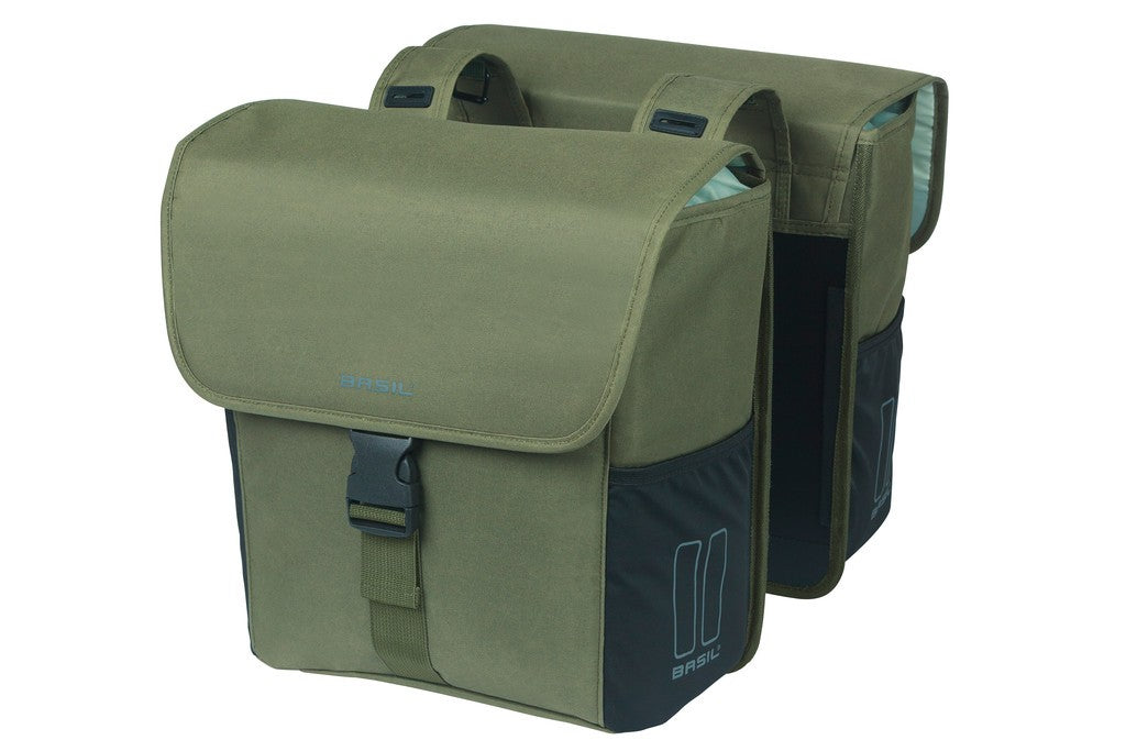 Borsa doppia Basil Go verde scuro, 14x27x31cm, 32l