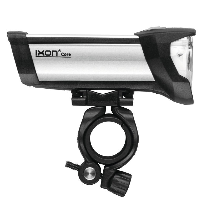 b&amp;m Ixon Core 50 Lux batteriebetriebene LED-Leuchte, silber, mit Ständer